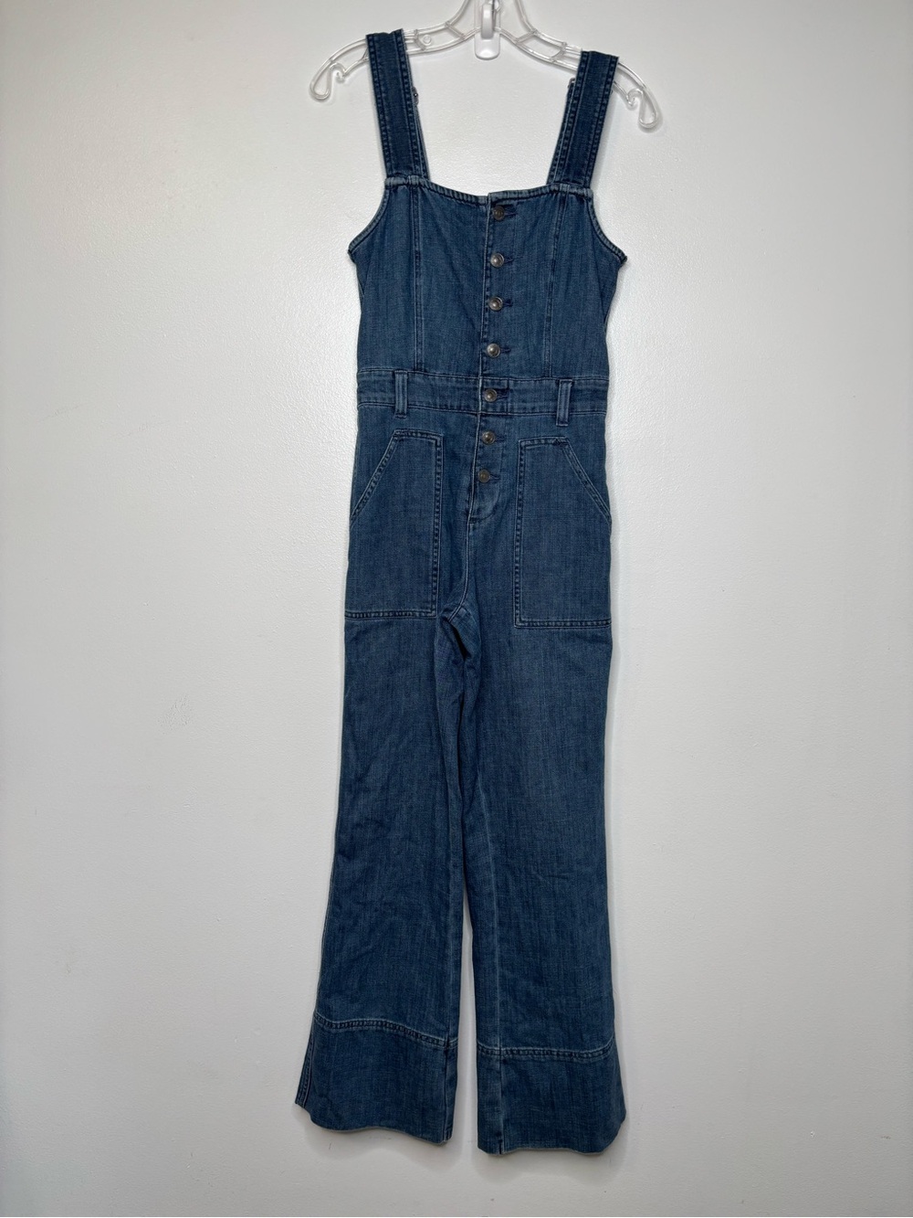 Aerie Denim Kick Flare Blue Denim Overalls Size XS - Picture 2 of 11